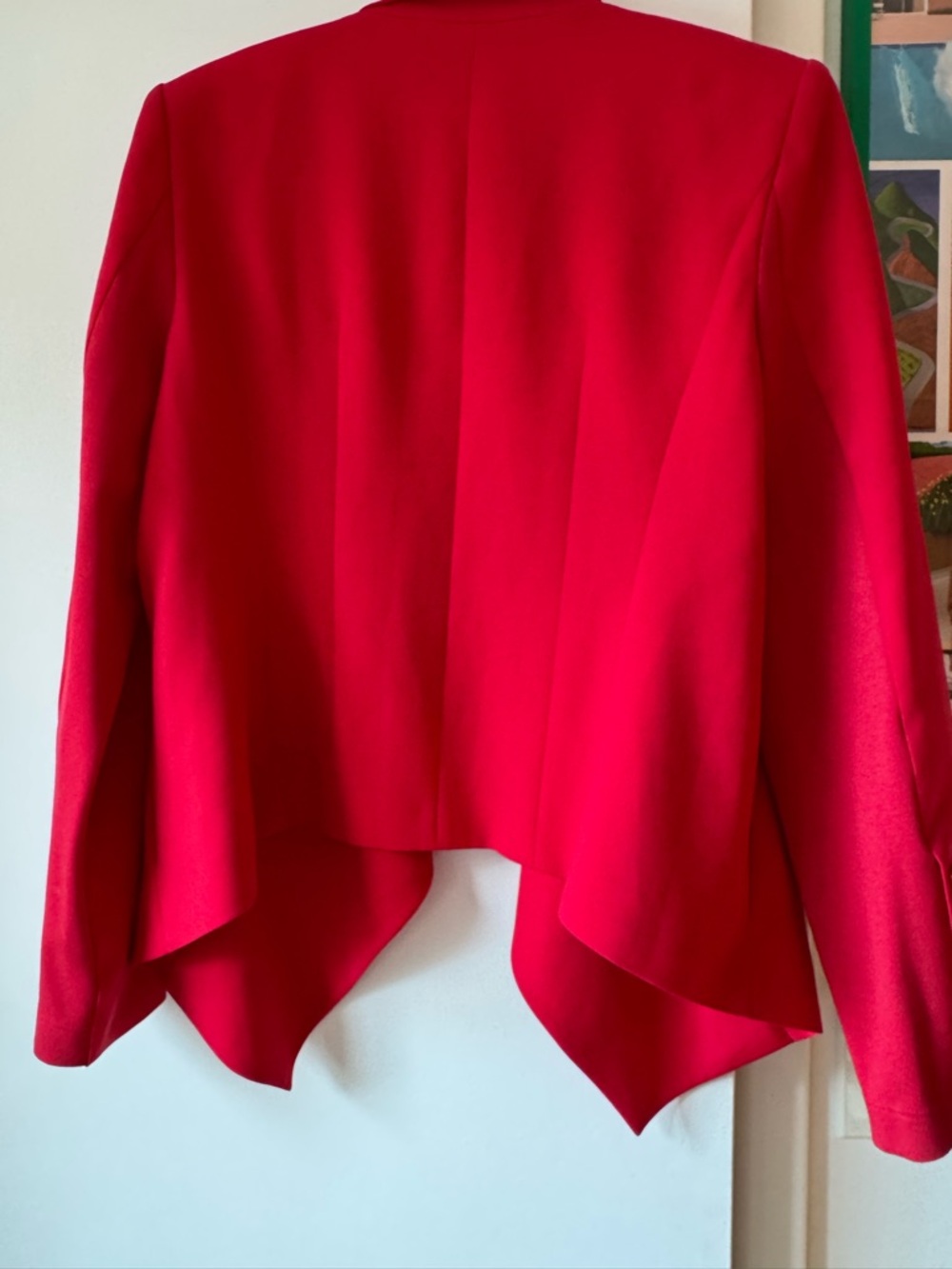 BCBGMAXAZRIA Abree Red Draped Shawl Open-Front Blazer - Picture 4 of 8